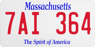 MA license plate 7AI364
