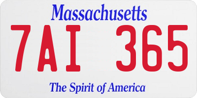 MA license plate 7AI365
