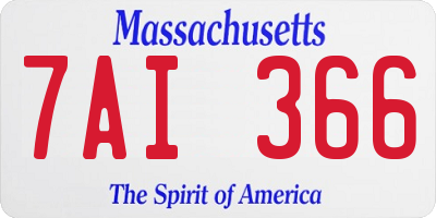 MA license plate 7AI366
