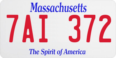 MA license plate 7AI372