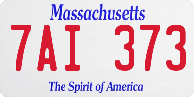 MA license plate 7AI373