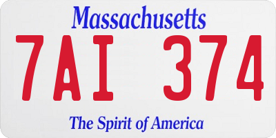 MA license plate 7AI374