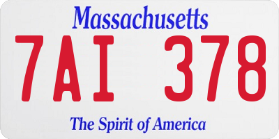 MA license plate 7AI378