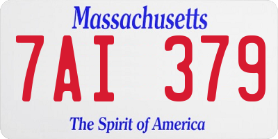 MA license plate 7AI379