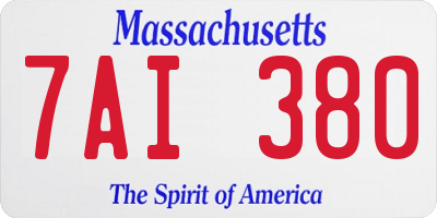 MA license plate 7AI380