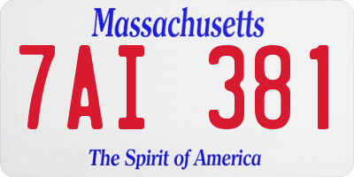 MA license plate 7AI381