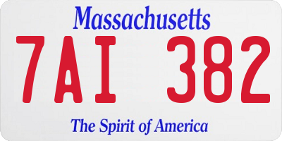 MA license plate 7AI382