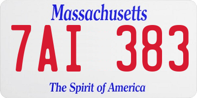 MA license plate 7AI383