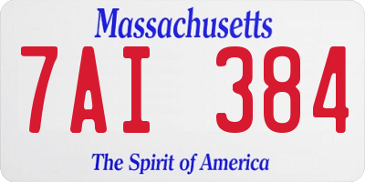 MA license plate 7AI384