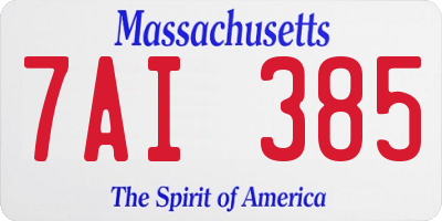 MA license plate 7AI385