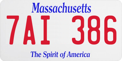 MA license plate 7AI386