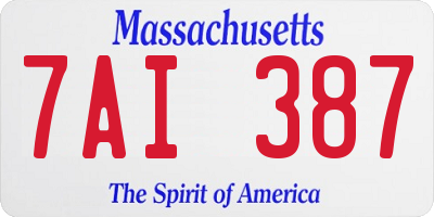 MA license plate 7AI387