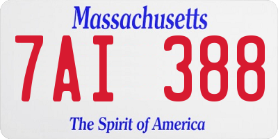MA license plate 7AI388