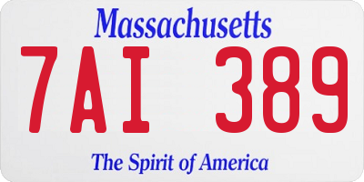 MA license plate 7AI389