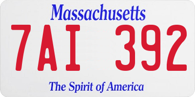 MA license plate 7AI392