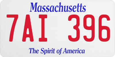 MA license plate 7AI396