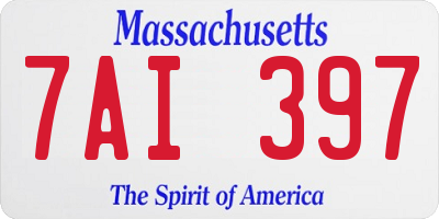 MA license plate 7AI397