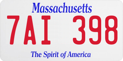 MA license plate 7AI398