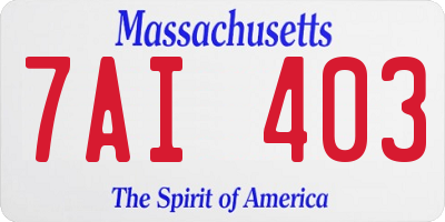 MA license plate 7AI403