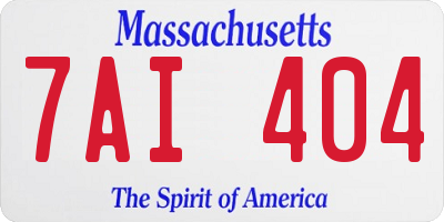 MA license plate 7AI404