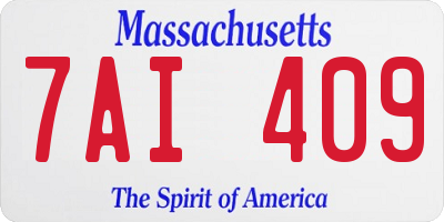 MA license plate 7AI409