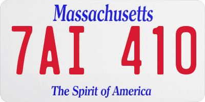 MA license plate 7AI410