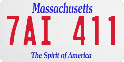 MA license plate 7AI411