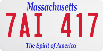 MA license plate 7AI417