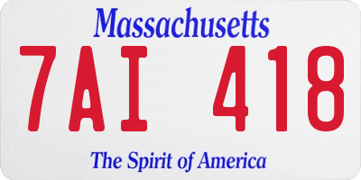 MA license plate 7AI418