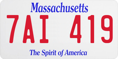 MA license plate 7AI419
