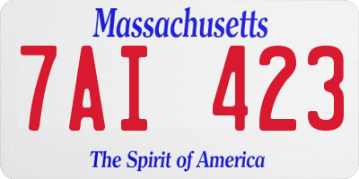 MA license plate 7AI423