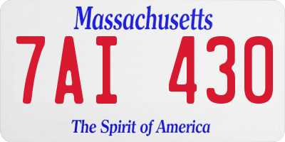 MA license plate 7AI430