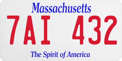 MA license plate 7AI432