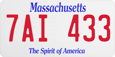 MA license plate 7AI433