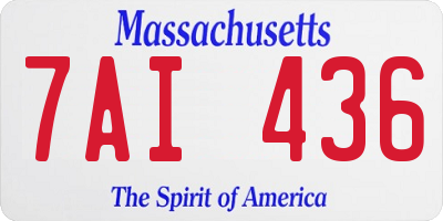 MA license plate 7AI436