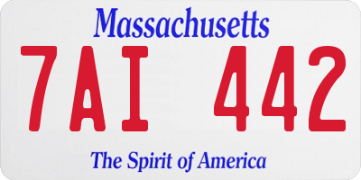 MA license plate 7AI442