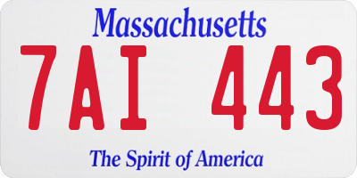 MA license plate 7AI443