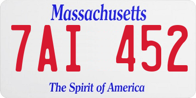 MA license plate 7AI452
