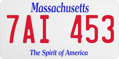 MA license plate 7AI453