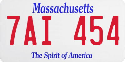 MA license plate 7AI454