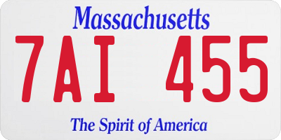 MA license plate 7AI455