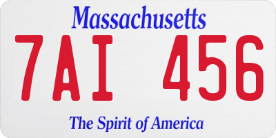 MA license plate 7AI456