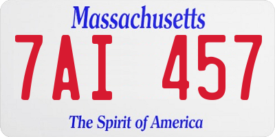 MA license plate 7AI457