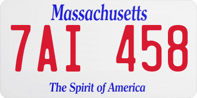 MA license plate 7AI458