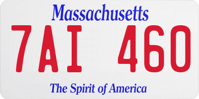 MA license plate 7AI460