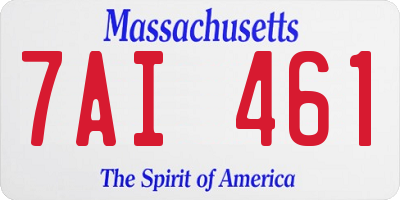 MA license plate 7AI461