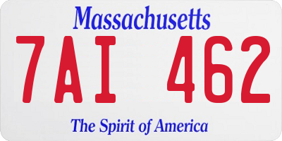 MA license plate 7AI462