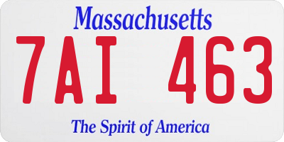 MA license plate 7AI463