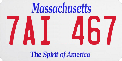 MA license plate 7AI467
