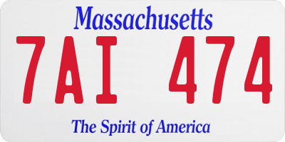 MA license plate 7AI474